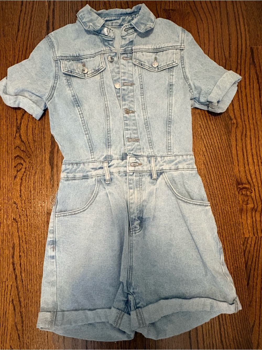 Light Wash Denim Short Romper